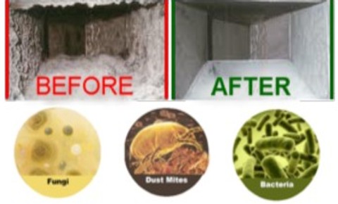Air ducts before and after being cleaned of mold mildew and dust Air ducts before and after being cleaned of mold mildew and dust